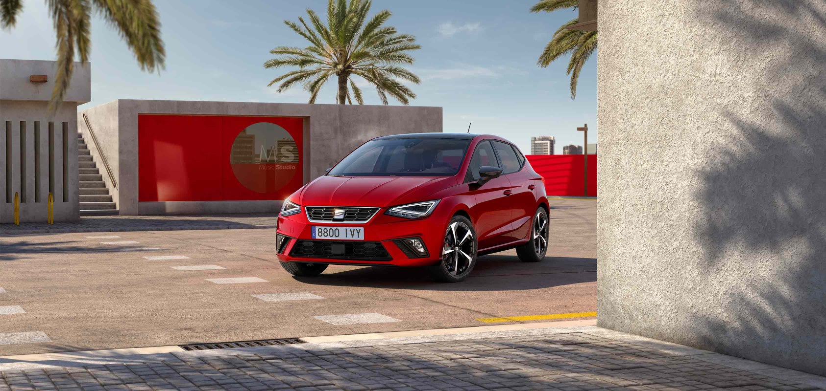 SEAT Ibiza desire red colour with alloy wheels