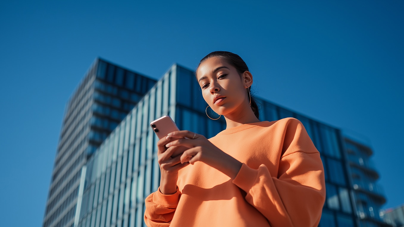 Persona con su smartphone comprobando la función seat connect Persona con su smartphone comprobando la función seat connect