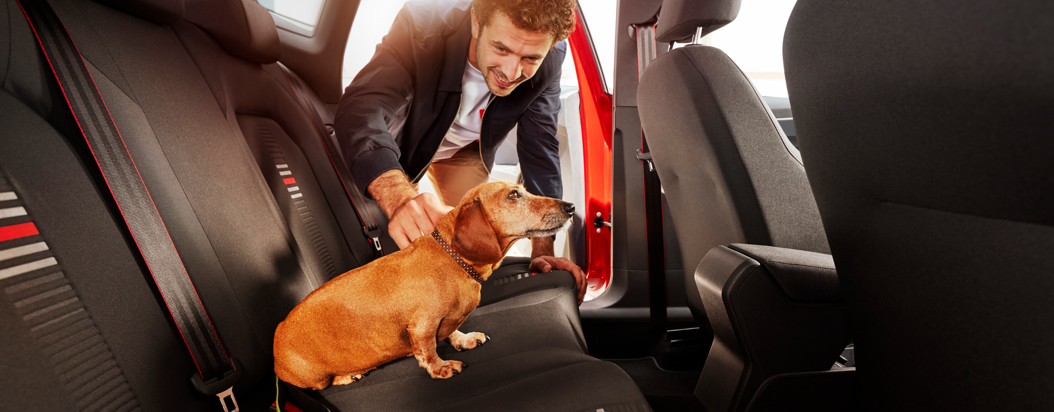 Espacio interior del SEAT Arona con un perro y su dueño