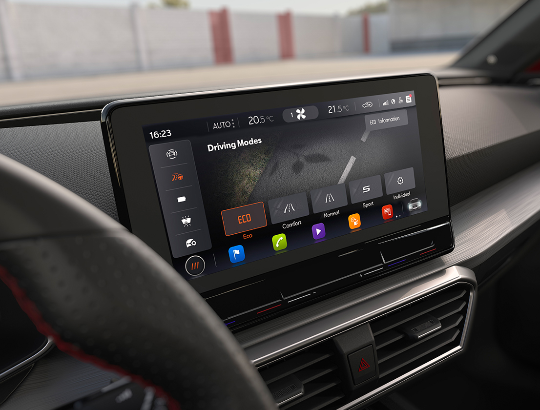 la pantalla de Infotainment del SEAT León incluye el perfil de conducción