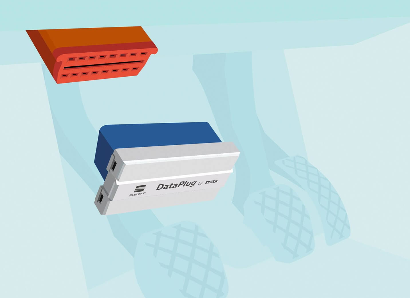 Dibujo del DataPlug y el Puerto OBD2