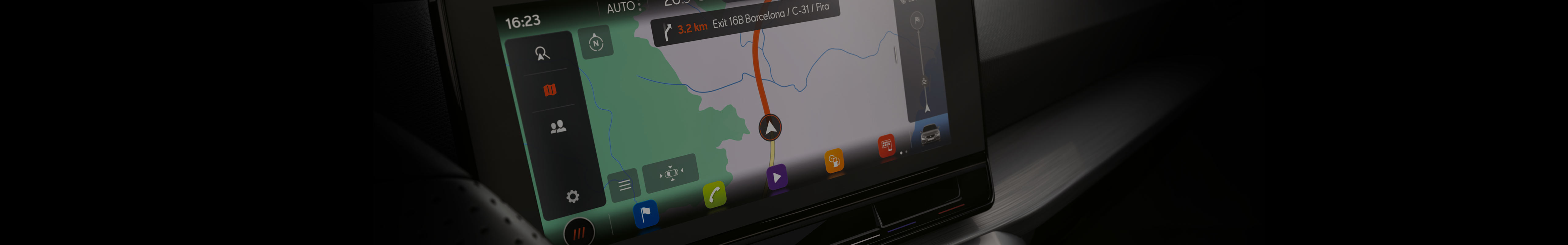 SEAT Navi System car map updates – generic map view dashboard orange outline